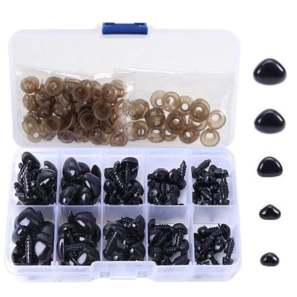 Pack of 200 Plastic Nose and Washers with Box for Making Teddy, Puppet, Bear, Doll, Plush Toy and DIY Crafts