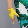 DooWay Women's Short Leather Driving Gloves Yellow Half Finger Genuine
