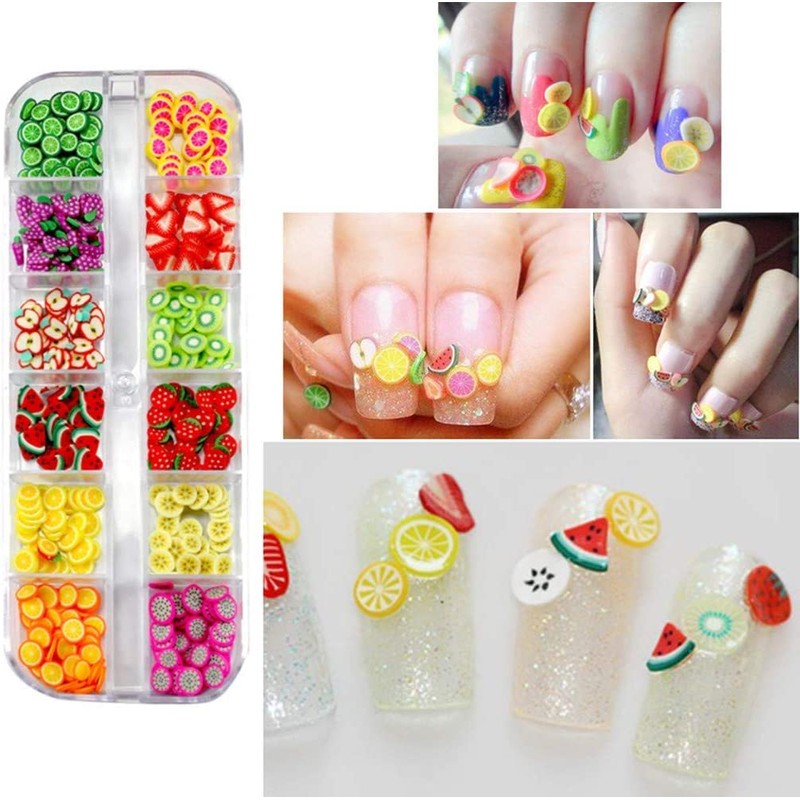 Set of 4 Nail Fruit Slices, Basicon Cute Fruit Polymer