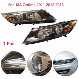 Halogen Headlight Assembly, Headlights Assembly Compatible For 2011 2012 2013 Kia Optima, Headlight Replacement DRL Headlights Set - Passenger And Driver Side (Driver and Passenger Side)