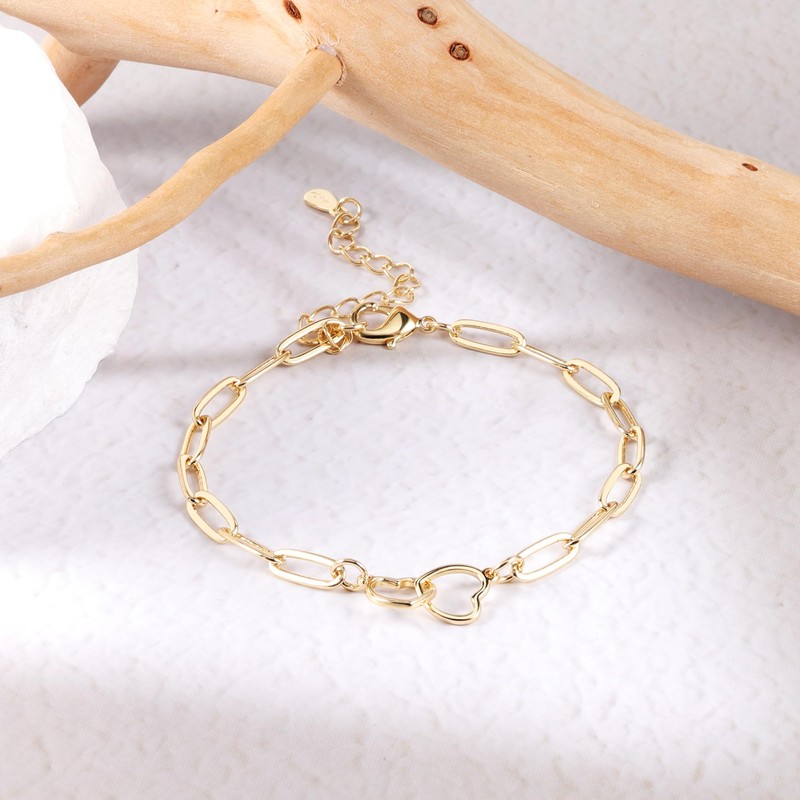 ASH'S CHOICE Women's Chains 925 Sterling Silver Bracelet with Double