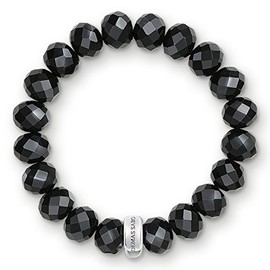 Thomas Sabo Women Charm Bracelet Obsidian black Charm Club 925 Sterling Silver X0035-023-11