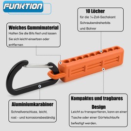Saipor 3-Piece Screwdriver Bit Holder, Key Ring Drill Holder, 1/4 Inch Bit Holder with Carabiner Hook