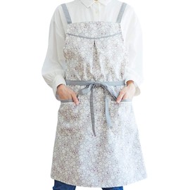 Tobima Japan AP42538 GY-M-L Silhouette Floral Print Wrap Apron, GY