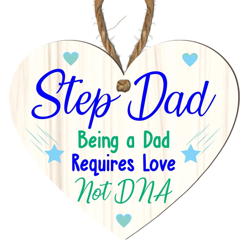 Pixie's Gifts Stepdad Wooden Heart Plaque - Sentimental Gift for