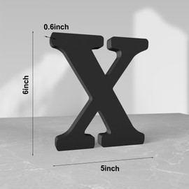 Aruatu 6 Inch Black Wood Letters Unfinished Wood Letters for Wall Decor Decorative Standing Letters Slices Sign Board Decoration for Craft Home Party Projects (X)