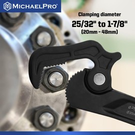 MichaelPro Self Adjusting Pipe Wrench, 14 Inch Multi-Function Spanner Adjustable Plumbing Wrench, Clamping Diameter Up to 1-7/8 Inch (48mm), Adjusting Wrench with Swivel Head