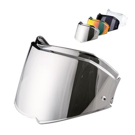 MXJ Gear Valiant II Visor Face Shield Replacement For Valiant II Flip Up Motorcycle Helmet Accessories (Chrome Silver)