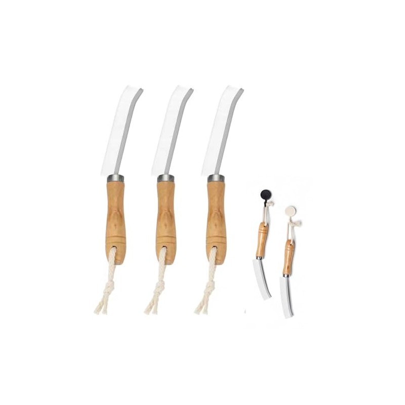 3-piece grout brush set with wooden handle, crevice cleaner with