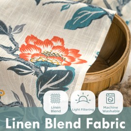 DriftAway Kitchen Curtain Floral Tier Linen Short Botanical Print Cafe Curtains 24 Inch Length for Living Room Bathroom Ada Farmhouse Rustic Drapes Rod Pocket 2 Panels Multi