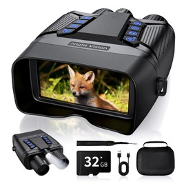 Loatos Night Vision Goggles, 4K Night Vision Binoculars, 5000mAH Rechargeable Infrared Binoculars with 3' Large Screen, 8X Digital Zoom External Flashlight for Camping(Black)