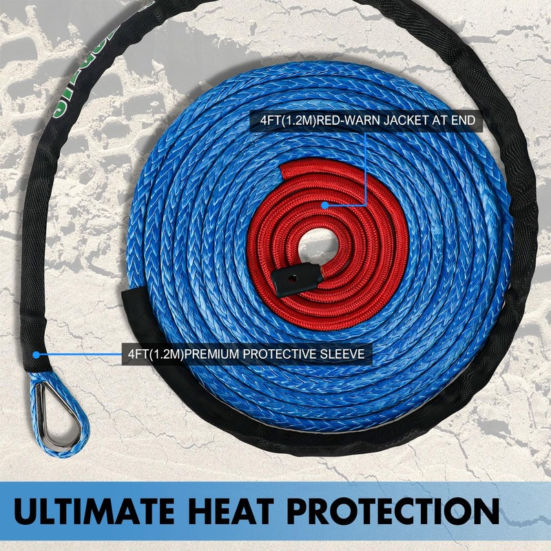 STEGODON Synthetic Winch Rope, 3/8" x100ft 23809LBS Dyneema Winch Rope