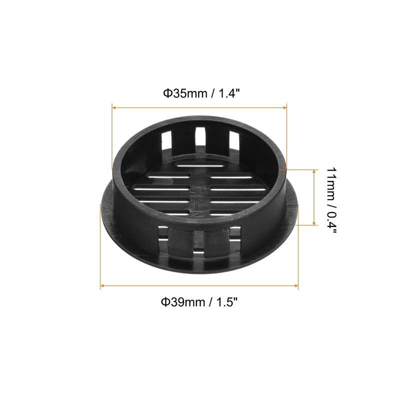 sourcing map 30Pcs 35mm/1.4in Air Vents Circular Soffit Vents, Black