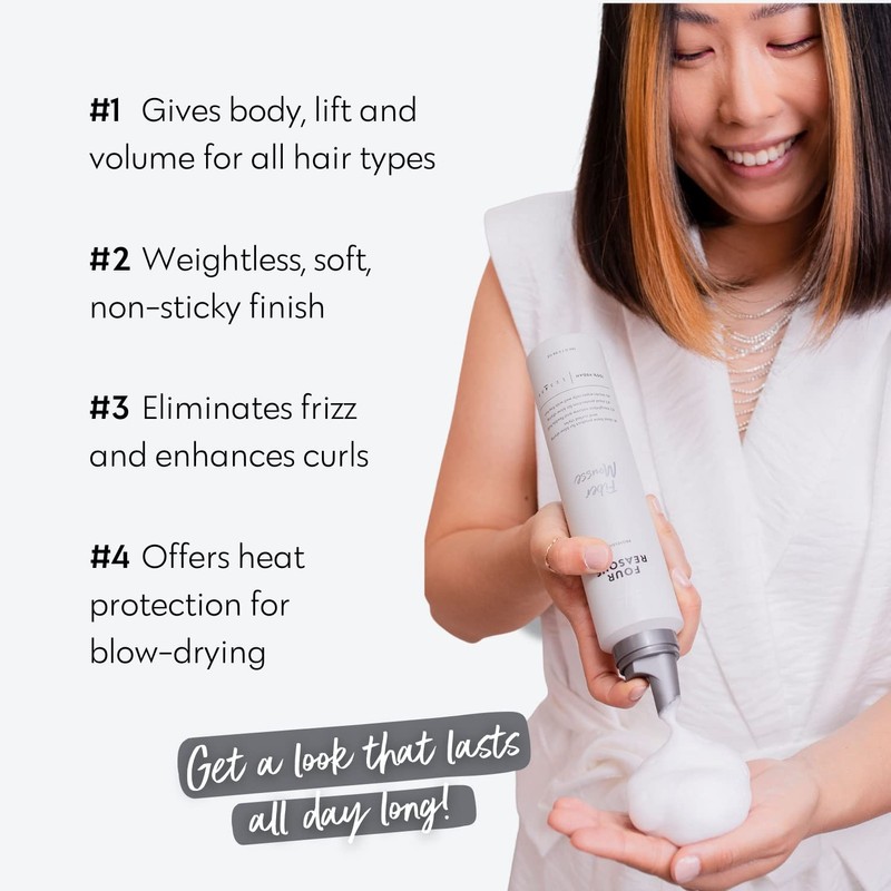 FOUR REASONS Professional Curl Enhancing Volumizing Mousse - Long-lasting Flexible