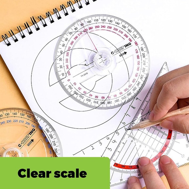 JEYORZY Set of 3 Protractors, Set Square Triangle, Circle Protractor,