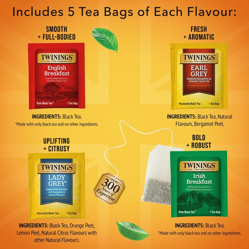 Twinings Variety Pack Black Tea Bags, 20 Count (Pack of