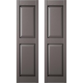 Builders Edge 12 in. W x 42 in. H, Custom Two Equal Panels, Raised Panel Shutters, Includes Matching Installation Spikes (Per Pair), 010 - Musket Brown