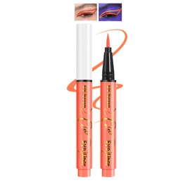 Orange Neon Liquid Eyeliner, Matte Colored Liquid Eye Liner Glow in The Dark, Waterproof Long Lasting Smudge-Proof Pigmented Eyeliners Pen for Face&Body Art, Rave Accessories Party Makeup for Women-03