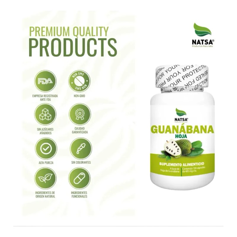 Natsa Guanbana 100 Cpsulas Suplemento Natural Sin Sabor