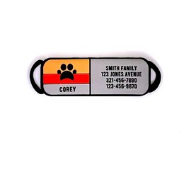 LYP Soundless Slide-on Collar Dog ID Tag - Designer Deep Engraved Silicone – Engraving Will Last - Pet ID Tags, Dog Tags, Cat Tags (Paw - Orange, Small)