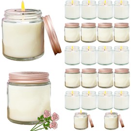 Veiuwa 24 Pcs 4 Oz Mini White Soy Candles,Rose Scented Candles Set,Bulk Aromatherapy Candle,Great Stress Relieving Scented Candle for Girls as a Gift for Birthdays, Weddings and More!
