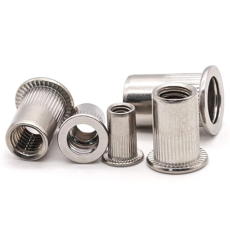 50-Pack 1/4-20 Stainless Steel Rivet Nuts with Knurled Body, 304