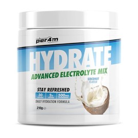 Per4m Hydrate Electrolyte Mix Powder | Contains 500mg Cocomineral | Replenish Essential Electrolytes | Aiding Muscle Function, Cardiovascular Health, Neurological Support (Coconut)
