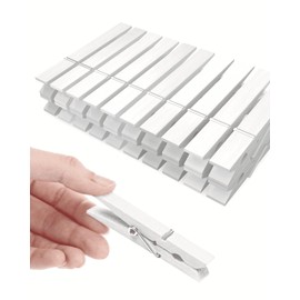 Colored Clothespins, Colorful Clothes Pins Wooden Clips Rainbow Colors 50 Pack Decorative Crafts Pegs Photos Pictures Decoration Clip Clothing Hanging Closepins, 2.83 Inch (White)