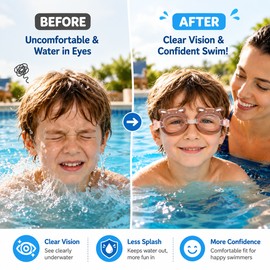 Animal-Shaped Swim Goggles for Kids – Anti-Fog Wide-View Swimming Goggles with Soft Silicone Seal, Adjustable Strap and Earplugs