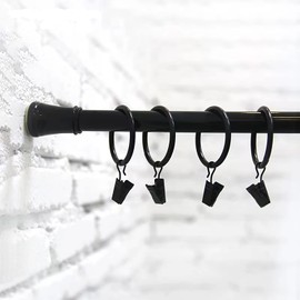 Curtain Rings with Clips 1.5 Inch Interior Diameter Openable 24 Pack Rustproof Metal Hangers Ring Decorative Drapery Vintage Black TXZWJZ