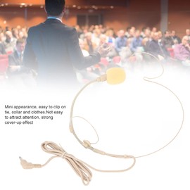 Head-Mounted Microphone, Vacuum Tube Headworn Microphone, Single Ear Microphone with Screw Lock, for Lectures Commentaries Interviews, Beige