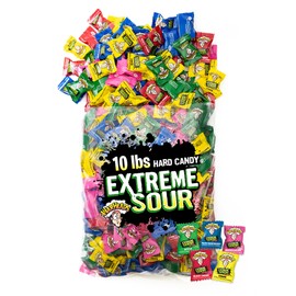 WARHEADS - Extreme Sour Hard Candy - Sour Apple, Black Cherry, Blue Raspberry, Lemon & Watermelon Flavors, Great For Parades - 10 lb. Bulk Bag