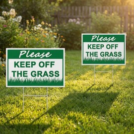 Juexica 2 Pcs 8 x 12 Inch Please Keep off Grass Sign Double Sided Plastic Lawn Garden Sign with 6 Strong H Stakes for Yard Decorations Dogs People Stay off Your Lawn, Easy Install