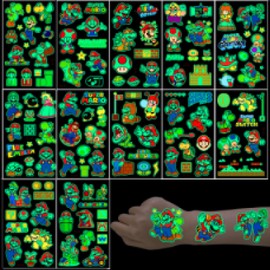 Children's Tattoos Set, 12 Sheets, Luminous Waterproof Children's Tattoos, Stickers, Birthday Gifts, Children's Birthday Party Bags