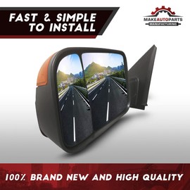 Make Auto Parts Manufacturing Driver Left Side Towing Tow Mirror Power Heated Orange-Yellow LED Signal For Dodge Ram 1500 2500 3500 2003-2008 - CH1320228