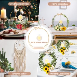 8 Pack 12 Inch Floral Hoop Centerpiece for Table, Double Floral Hoop Table Centerpieces wih Stand and Candle Light, Metal Wreath Ring Stand with Crystal Clear Acrylic Base, Flower NOT Included