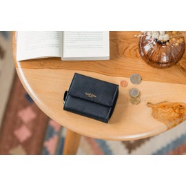 Gusti Brigitta Women's Leather Wallet Card Holder Card Holder Wallet Small Saffiano Leather, black, Retro