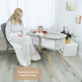 Baby Bassinet with Rocking/Gliding, Portable Bedside Sleeper for Baby with Foam Mattress, Baby Bedside Crib for Newborns and Infants with Carrybag (Light Grey)