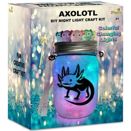 Make Your Own Axolotl Lantern Jar Night light Arts and Crafts for Kids, Axolotl Gifts, Birthday Present for Girls and Boys Ages 3 4 5 6 7 8 9 10 11 12+ Years old, Toys for Little Girls Animals Craft