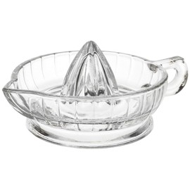 HIC Citrus Juicer Reamer with Handle and Pour Spout, Heavyweight Glass, Clear