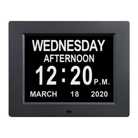 Digital Day Calendar Clocks 12 Alarm Options Non-Abbreviated Day & Month Auto-Dimming Extra Large Dementia Senior Elderly Vision Impaired Clock