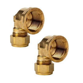 UKDD® 15mm Compression by 3/4" BSP Brass Female Iron Elbow 90 Bend, 15mm x 3/4" Adaptors Bend - WRAS Approved - Pack of 2