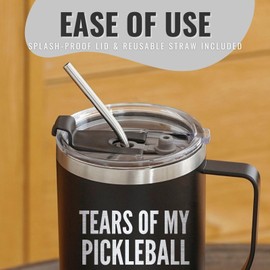 Onebttl Pickleball Gifts for Women/Men, Gifts for Pickleball Lovers, Insulated 40oz Stainless Steel Tumbler with Handle, TEAR OF MY PICKLEBALL OPPONENTS