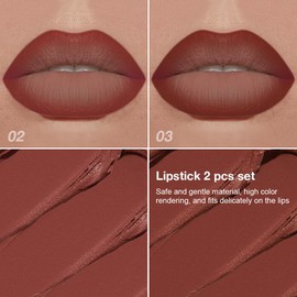 BINGBRUSH 2-in-1 Gradient Lip Liner & Lipstick Combo,2Pcs Matte Longwear Waterproof Lip Pencil with Cone Tip,Smudge Proof Crayon for Flawless Ombre Contour,Women's Long Lasting Makeup Set(02#&03)
