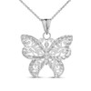 Elegant Sterling Silver Filigree & Sparkle-Cut Butterfly Charm Pendant Necklace,