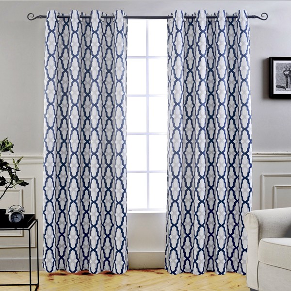 DriftAway Mason Thermal Blackout Grommet Window Curtains Geometric Trellis Pattern