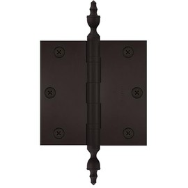 Finsbury Hardware 3x3 Inch Brass Ball Bearing Door Hinges, 3 x 3 Inches Solid Brass Durable Heavy Duty Architectural Mortise Hinges for Residential and Commercial Use, Urn Tip (Oil-Rubbed Bronze)