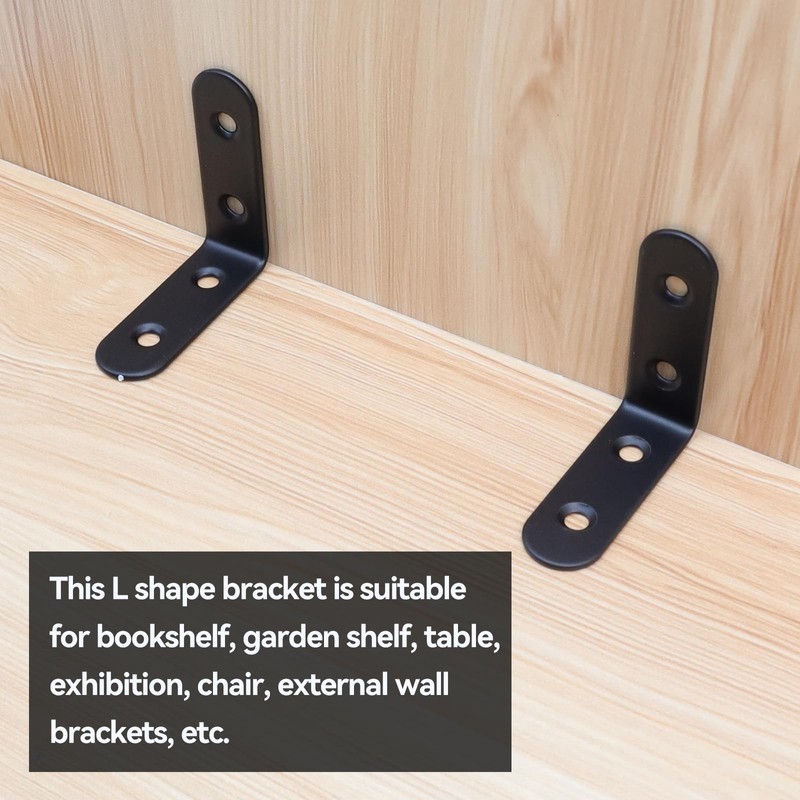 MY MIRONEY 8PCS Black L Brackets Heavy Duty Stainless Steel