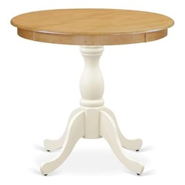 East West Furniture - AST-OLW-TP - Dining Room Table - Oak Table Top and Linen White Pedestal Leg Finish