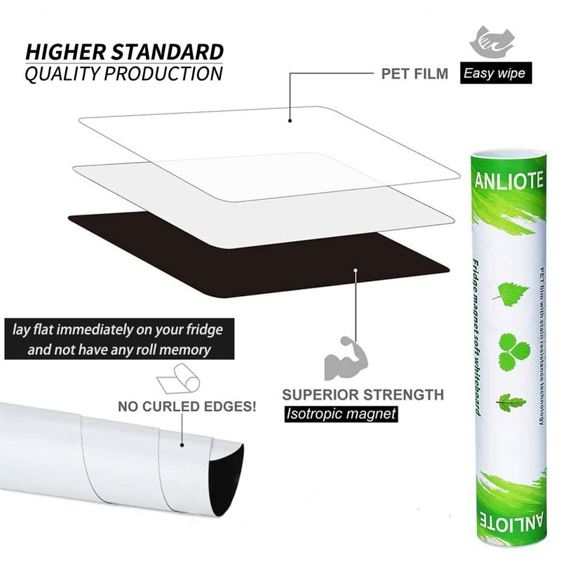 ANLIOTE Magnetic Dry Erase Board Fridge White Board Sheet 20x13